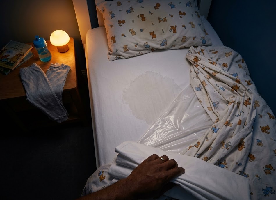Mother looking at child sleeping